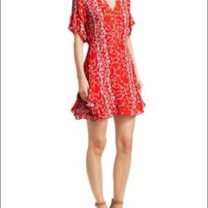 NWOT Kayla Silk Floral Mini Dress in Red
